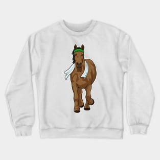 Horse as Runner with Towel Crewneck Sweatshirt